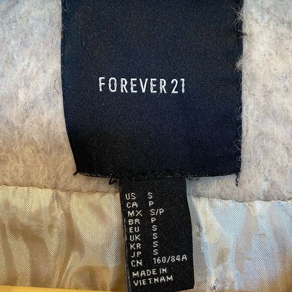 Forever 21 Shearling Front Zip Coat with Faux Leather Trim Women's S - Picture 4 of 6